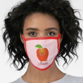 Niedlich tanzende Apfel-Cartoon-Abbildung Mund-Nasen-Maske