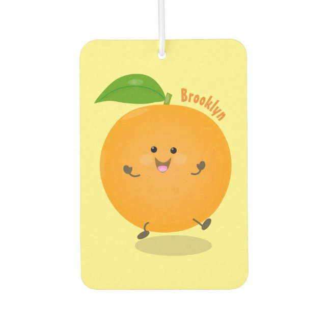 Niedlich tanzende Orangenzitrusfrüchte Autolufterfrischer (Vorderseite)