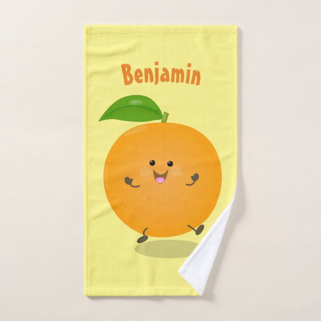 Niedlich tanzende Orangenzitrusfrüchte Badhandtuch Set (Handtuch)