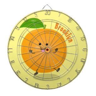 Niedlich tanzende Orangenzitrusfrüchte Dartscheibe