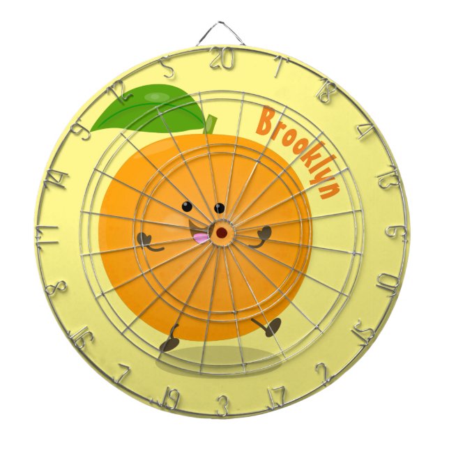 Niedlich tanzende Orangenzitrusfrüchte Dartscheibe (vorne)