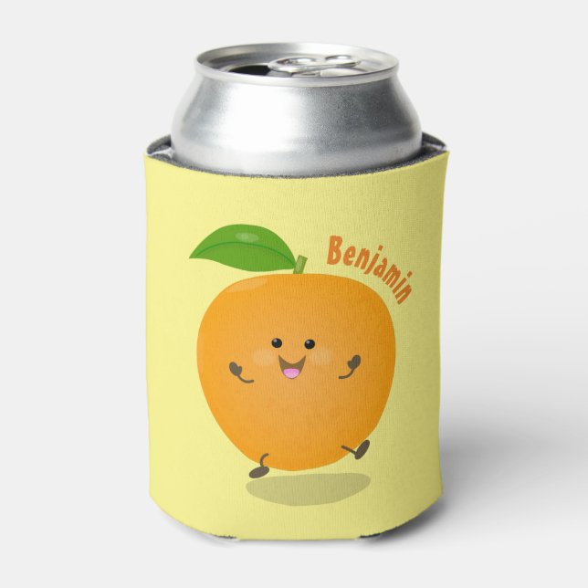 Niedlich tanzende Orangenzitrusfrüchte Dosenkühler (Kanne Vorderseite)
