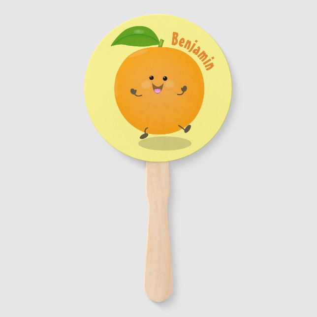 Niedlich tanzende Orangenzitrusfrüchte Fächer (Vorderseite)
