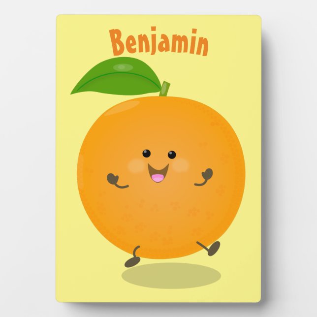Niedlich tanzende Orangenzitrusfrüchte Fotoplatte (Vorderseite)