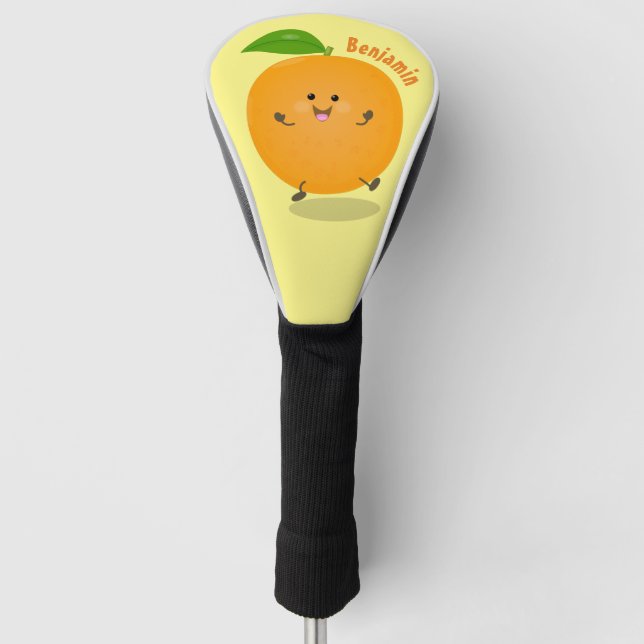 Niedlich tanzende Orangenzitrusfrüchte Golf Headcover (Vorderseite)