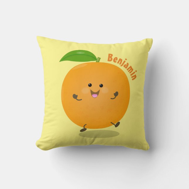 Niedlich tanzende Orangenzitrusfrüchte Kissen (Vorderseite)