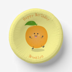 Niedlich tanzende Orangenzitrusfrüchte Pappteller