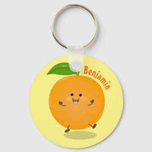 Niedlich tanzende Orangenzitrusfrüchte Schlüsselanhänger
