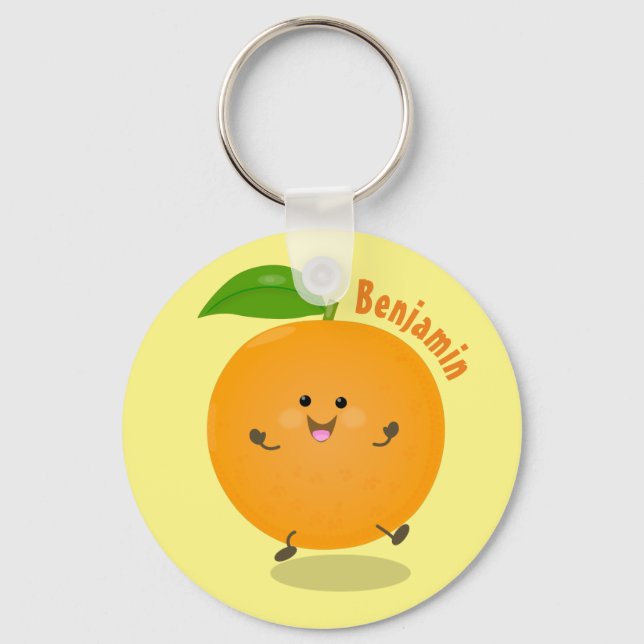 Niedlich tanzende Orangenzitrusfrüchte Schlüsselanhänger (Vorderseite)