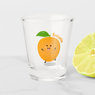 Niedlich tanzende Orangenzitrusfrüchte Schnapsglas