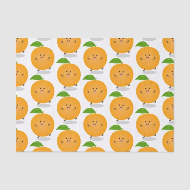 Niedlich tanzende Orangenzitrusfrüchte Seidenpapier (Vorderseite)