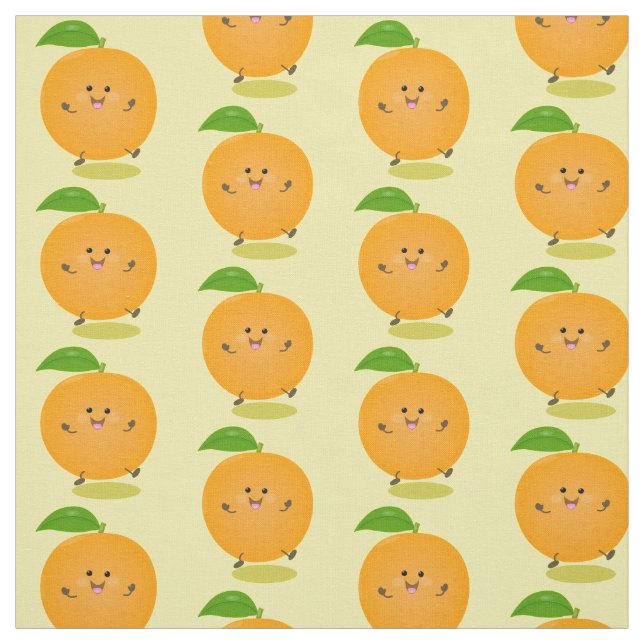 Niedlich tanzende Orangenzitrusfrüchte Stoff (Muster)