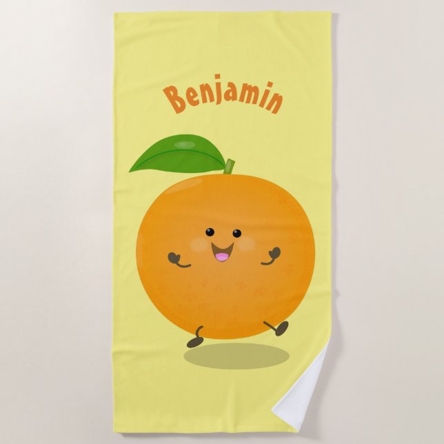 Niedlich tanzende Orangenzitrusfrüchte Strandtuch (Vorderseite)