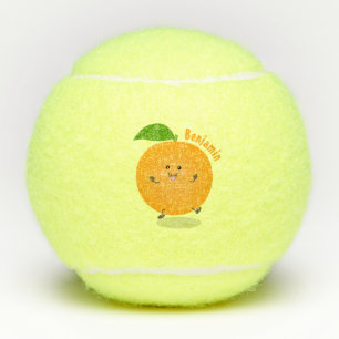Niedlich tanzende Orangenzitrusfrüchte Tennisbälle