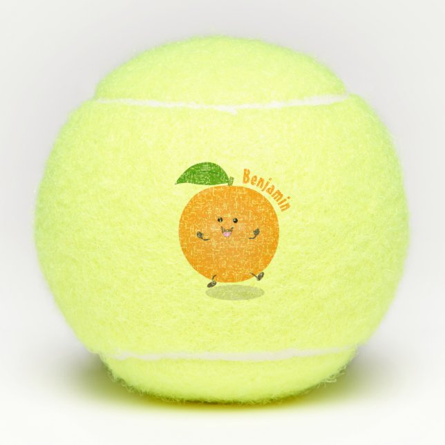 Niedlich tanzende Orangenzitrusfrüchte Tennisbälle (Vorderseite)