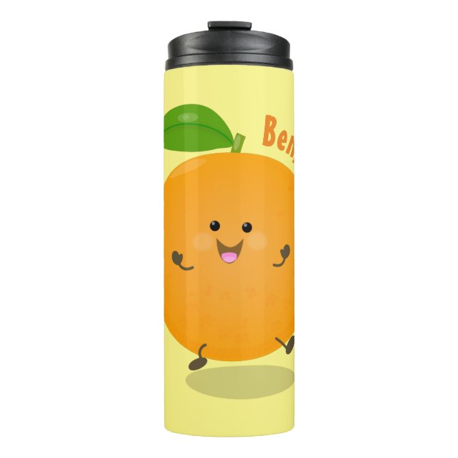 Niedlich tanzende Orangenzitrusfrüchte Thermosbecher (Vorderseite)