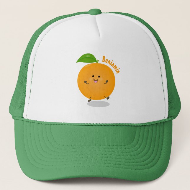 Niedlich tanzende Orangenzitrusfrüchte Truckerkappe (Vorderseite)