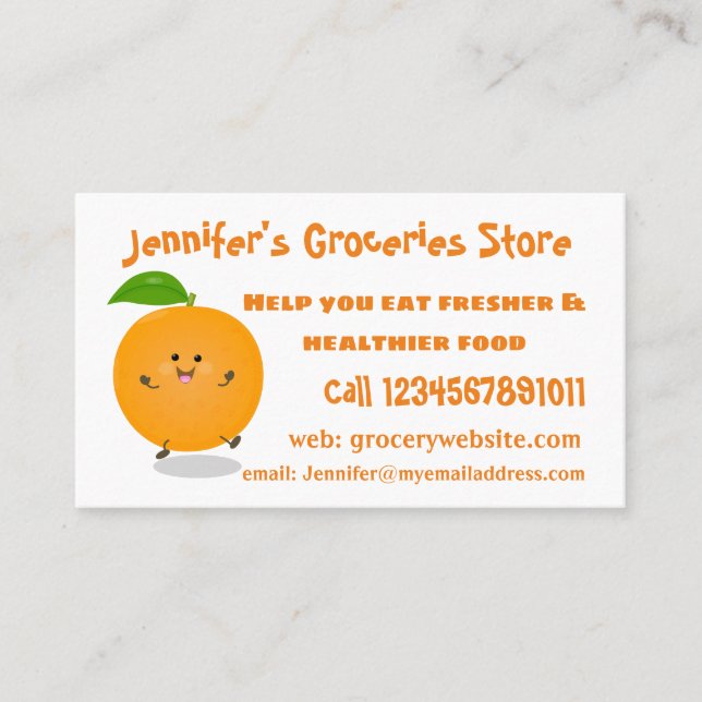Niedlich tanzende Orangenzitrusfrüchte Visitenkarte (Vorderseite)