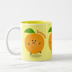 Niedlich tanzende Orangenzitrusfrüchte Zweifarbige Tasse