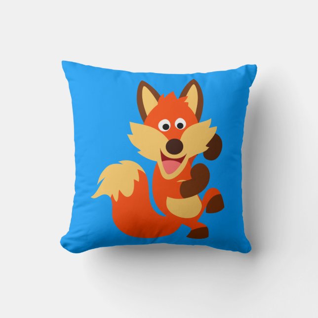 Niedlich tanzender Cartoon Fox Throw Kissen (Vorderseite)