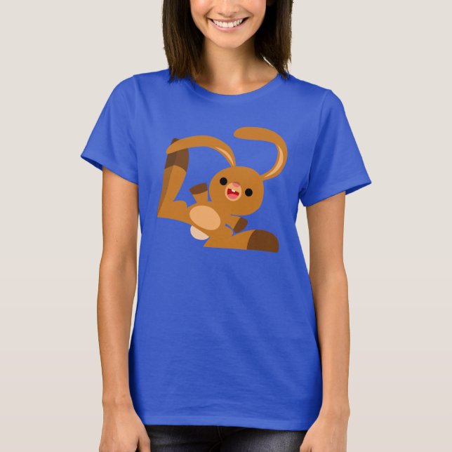 Niedlich tanzender Cartoon Kaninchen T - Shirt (Vorderseite)