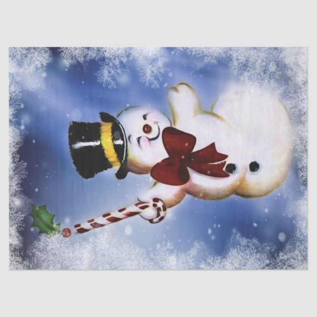 Niedlich tanzender Snowman Seidenpapier (Vorderseite)