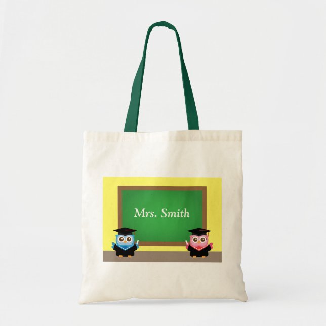 Niedlich Teacher Abschluss Owls Personalisiert Tragetasche (Vorne)