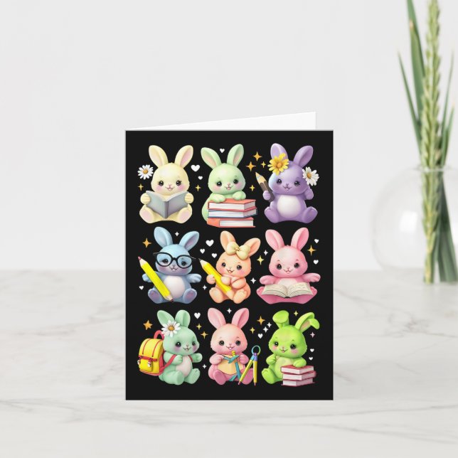 Niedlich Teacher Bunny Rabbit Reading Osterbunnies Karte (Vorderseite)