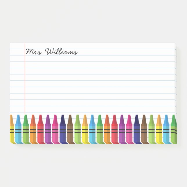 Niedlich Teacher Grundschule Crayons Individuelle  Post-it Klebezettel (Vorderseite)