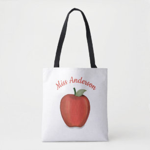Niedlich Teacher Red Apple Einfache Wasserfarbe Tasche
