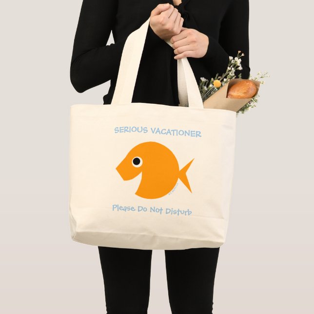 Niedlich Teacher Sommerurlaub Cartoon Fisch Beach Jumbo Stoffbeutel (Vorderseite (Produkt))