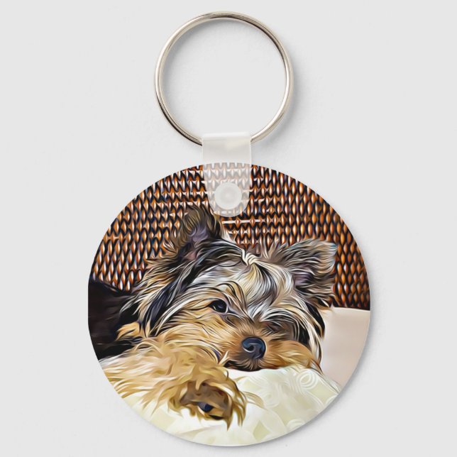 Niedlich Teacup Yorkie Yorkshire Terrier Digital Schlüsselanhänger (Vorderseite)
