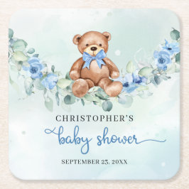 Niedlich Teddy Bär dusty blue floses eucalyptus Rechteckiger Pappuntersetzer