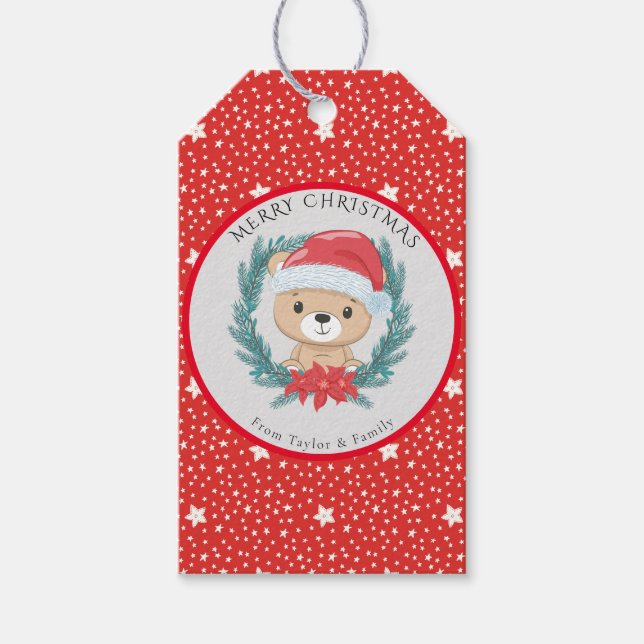 Niedlich Teddy Bären Stars Weihnachten Geschenkanhänger (Vorderseite)