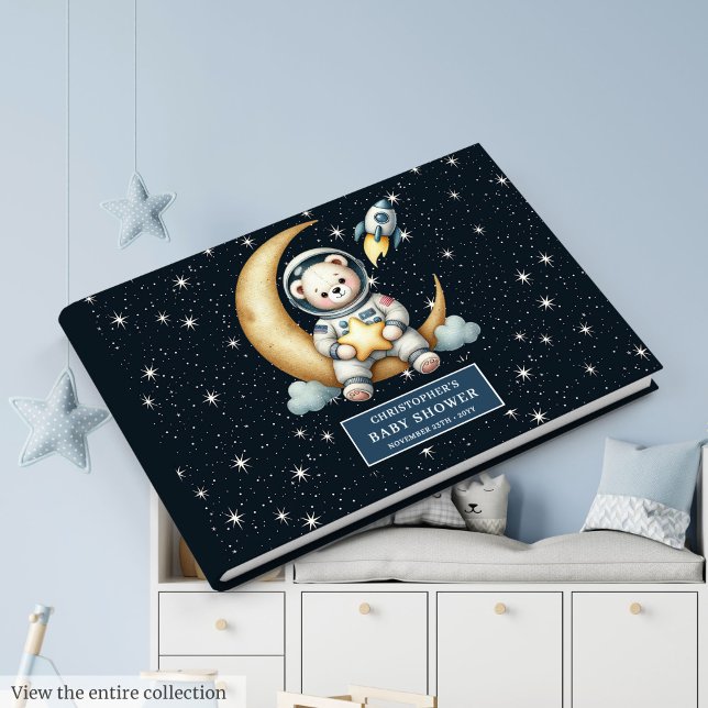 Niedlich Teddy Bear Astronaut Gästebuch Baby Boy (Cute Teddy Bear Astronaut Guest Book Baby Boy)