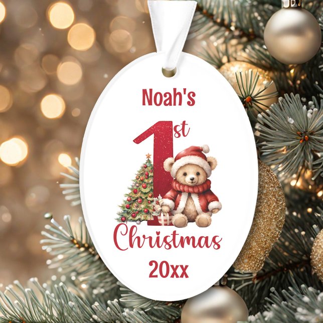 Niedlich Teddy Bear Baby Boy 1. Weihnachten Ornament (Cute Teddy Bear Baby Boy 1st Christmas Ornament)