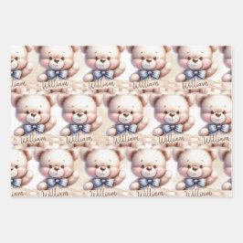 Niedlich Teddy Bear Baby Dusche Wasserfarbe Geschenkpapier Set