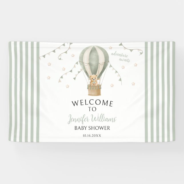 Niedlich Teddy Bear Balloon Baby Dusche Begrüßungs Banner (Horizontal)