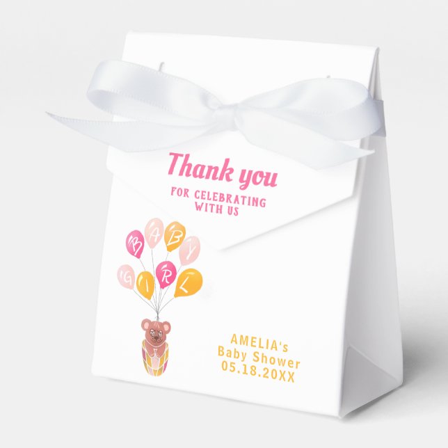 Niedlich Teddy Bear Balloon Babydusche Danke Geschenkschachtel (Vorderseite)
