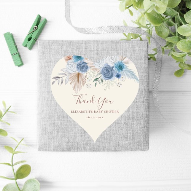 Niedlich Teddy Bear Balloon Blue Rose Boho Floral Herz-Aufkleber (Von Creator hochgeladen)