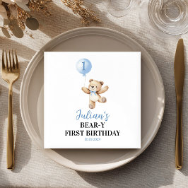 Niedlich Teddy Bear Blue Balloon Beary Birthday Serviette