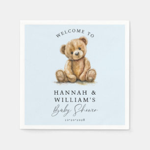 Niedlich Teddy Bear Blue Boy Baby Dusche Serviette