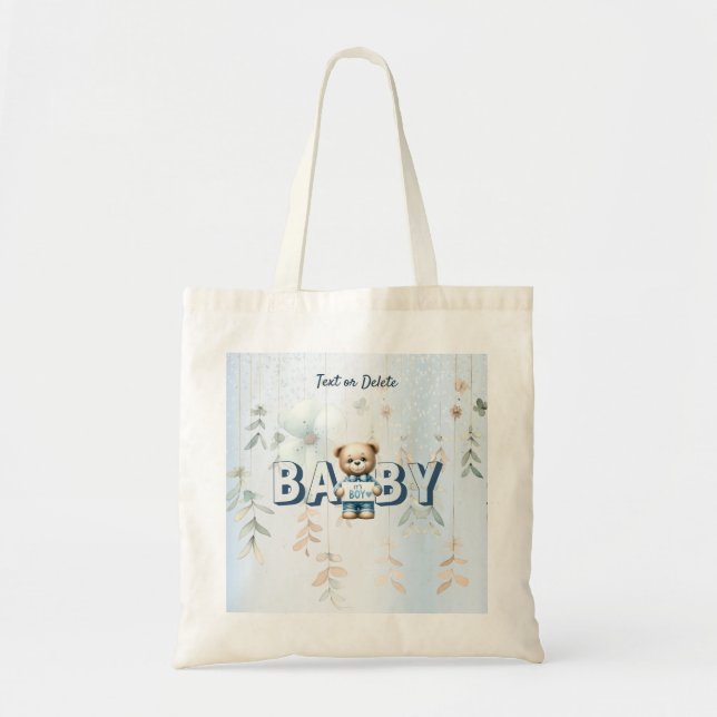 Niedlich Teddy Bear Blue Floral Beautiful Tragetasche (Vorne)