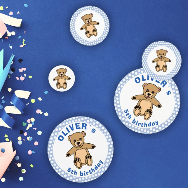 Niedlich Teddy Bear Blue Polka Dot Birthday Party Konfetti (Von Creator hochgeladen)