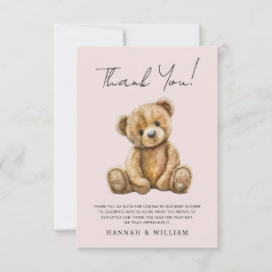 Niedlich Teddy Bear Blush Pink Baby Girl Babydusch Dankeskarte