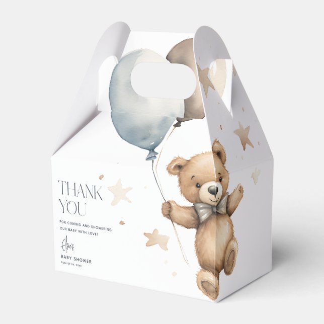 Niedlich Teddy Bear Boy Baby Dusche Vielen Dank fü Geschenkschachtel (Vorderseite)