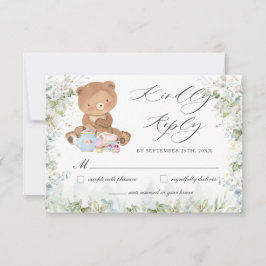 Niedlich Teddy Bear Chic High Tee Party Babydusche RSVP Karte