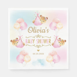 Niedlich Teddy Bear Girl Babydusche Pink Paper Nap Serviette