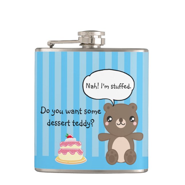 Niedlich Teddy Bear Kids Funny Joke Flachmann (Vorderseite)