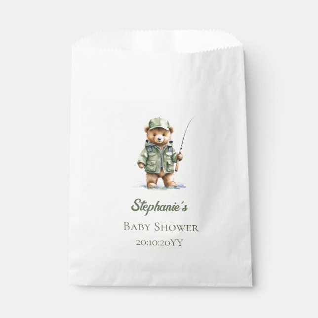 Niedlich Teddy Bear Oh Boy Fisherman Baby Dusche Geschenktütchen (Vorderseite)